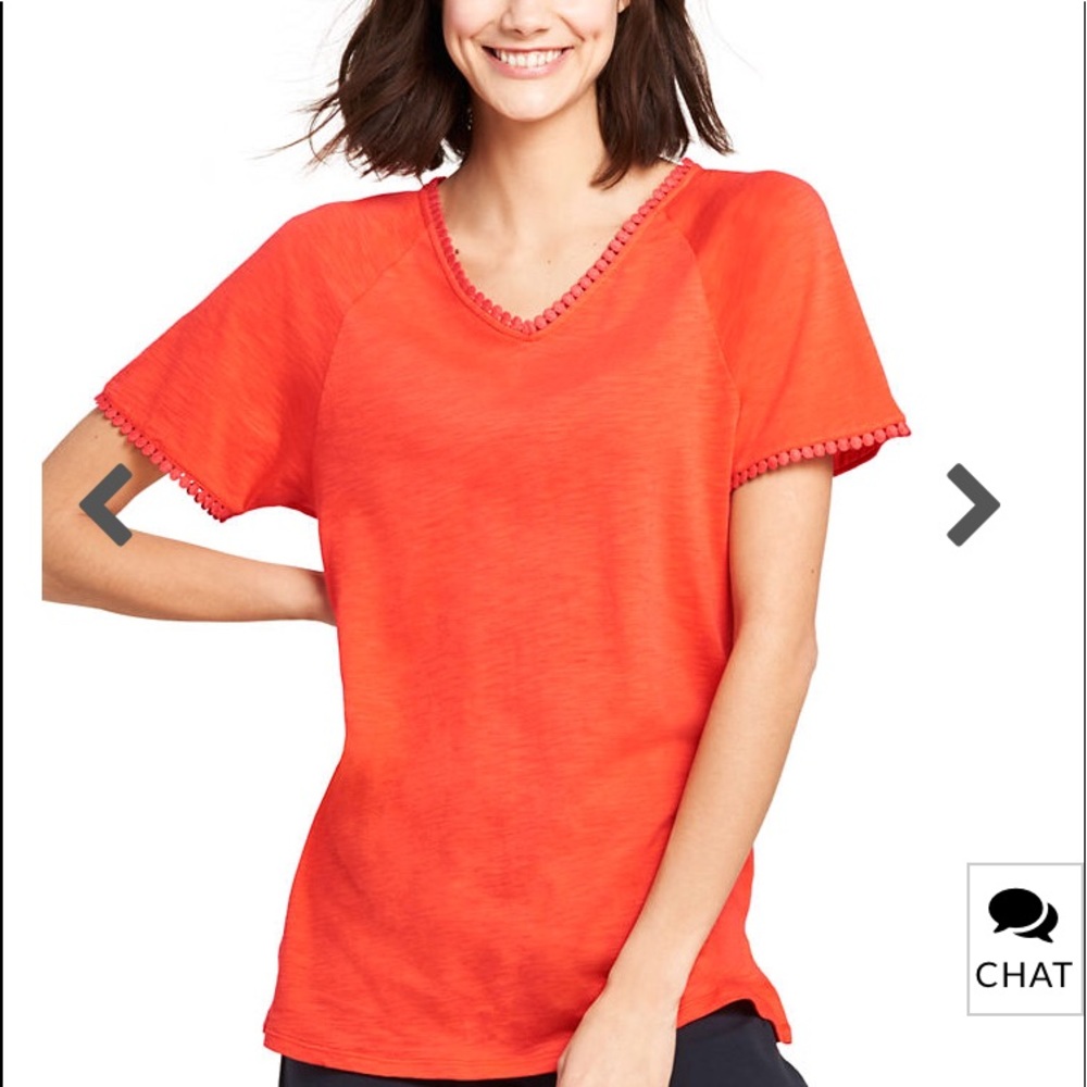 Lands End starfish trimmed dolman neck orange EUC